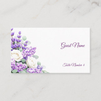 Lavendel- und Flieder-Hochzeitsplatzkarten - Flach Platzkarte
