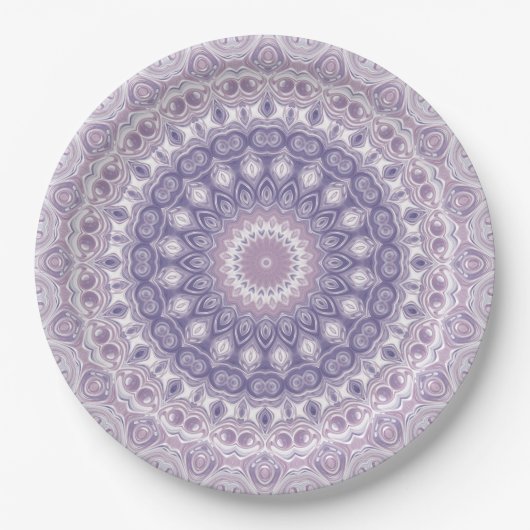 Lavendel- und Flieder-Mandala-Muster Pappteller (Vorderseite)