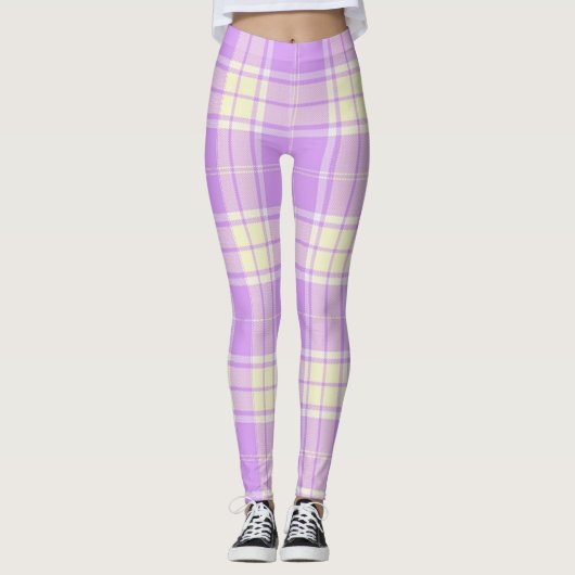 Lavendel und Gelb-karierte Leggings (Vorderseite)