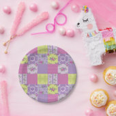 Lavendel- und Gelb-Patchwork-Quilt-Muster Pappteller (Party)