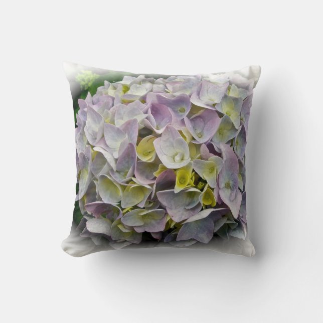 Lavendel und Gelbe Hydrangea-Blüten - Kissen (Vorderseite)
