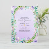 Lavendel- und Gold Floral Geometric Couples Dusche Einladung (Stehend Vorderseite)