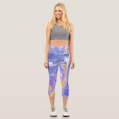 Lavendel und Gold Fluid Abstrakt Capri Leggings (Vorderseite)