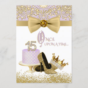 Lavendel- und Gold-Quinceanera-Geburtstagsfeier Einladung