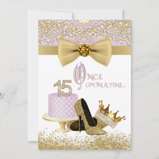 Lavendel und Gold Quinceanera Geburtstagsparty Einladung (Vorderseite)