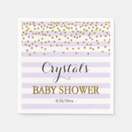 Lavendel und Gold Stripe Confetti Baby Girl Dusche Serviette