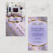 Lavendel-und Golddamast-Foto-Geschäfts-Karte Visitenkarte (Vorne/Hinten)