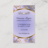 Lavendel-und Golddamast-Foto-Geschäfts-Karte Visitenkarte (Rückseite)