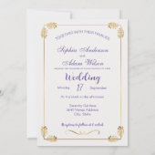 Lavendel- und Goldene Aquarell-Blumenhochzeit Einladung (Rückseite)