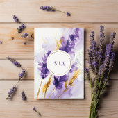 Lavendel- und Goldene Wasserfarbenhochzeit Einladung