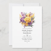 Lavendel- und Goldgelbe Blütenfrühlingshochzeit Einladung (Vorderseite)