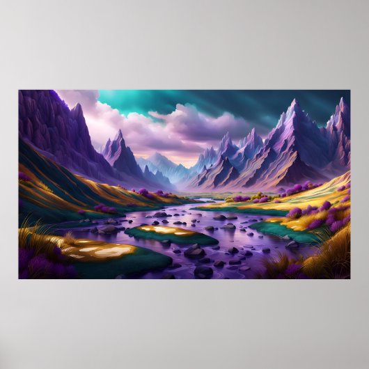 Lavendel und Goldlandschaft Poster (Vorne)