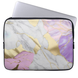Lavendel- und Goldmarmor-Luxus Laptopschutzhülle