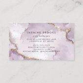 Lavendel und Goldmarmor Wasserfarbe Visitenkarte (Rückseite)