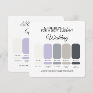 Lavendel und Grau Hochzeitsfarben-Palette Karte