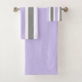 Lavendel und Grau Stripe Badetuch Set (Insitu)