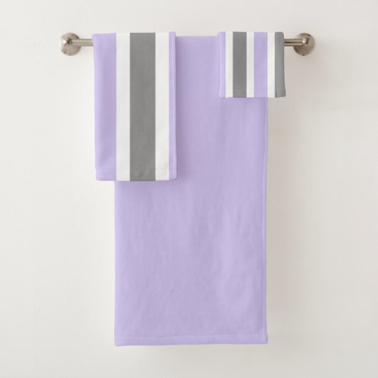 Lavendel und Grau Stripe Badetuch Set (Insitu)