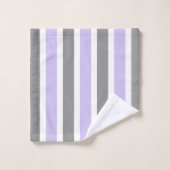 Lavendel und Grau Stripe Badetuch Set (Waschlappen)