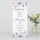 Lavendel- und Graue Blumengruß-Hochzeitsprogramm Programm (Stehend Vorderseite)