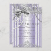 Lavendel und Graue Girly-Babydusche Einladung (Vorne/Hinten)