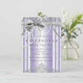 Lavendel und Graue Girly-Babydusche Einladung (Stehend Vorderseite)