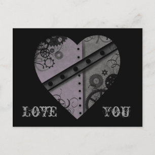 Lavendel und graue Steampunkherz Liebe Sie Postkarte