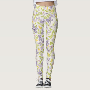 Lavendel- und Green Spring Floral Design Leggings