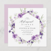 Lavendel und grüne Aquarellblüten Probe Einladung (Vorne/Hinten)