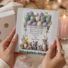 Lavendel- und grüne Babyparty-Flach-Dankeskarten Dankeskarte