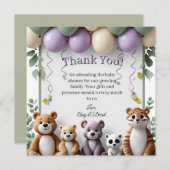 Lavendel und Grüne Tiere Danke Karte (Vorne/Hinten)