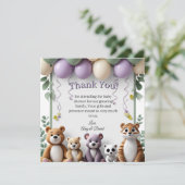 Lavendel und Grüne Tiere Danke Karte (Stehend Vorderseite)