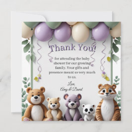 Lavendel und Grüne Tiere Danke Karte