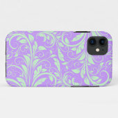Lavendel und grüner Blumenpastelldamast Case-Mate iPhone Hülle (Rückseite (Horizontal))
