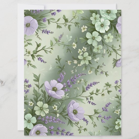 Lavendel und grünes Blumendesign (Rückseite)