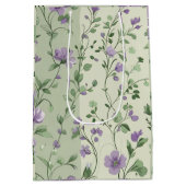 Lavendel und grünes botanisches Design Mittlere Geschenktüte (Rückseite)