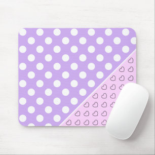 Lavendel und hellrosa Stilelemente und Herzen Mousepad
