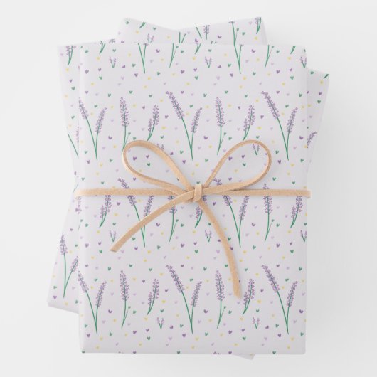 Lavendel und Herz Hübsch Feminine Geschenkpapier Set (Beispiel)