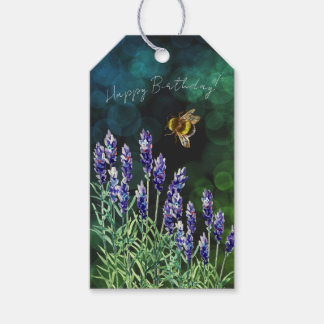 Lavendel und Hummel mit Wasserfarben gemalt Geschenkanhänger