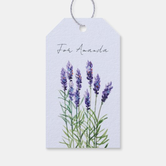 Lavendel und Hummel mit Wasserfarben gemalt Geschenkanhänger (Rückseite)