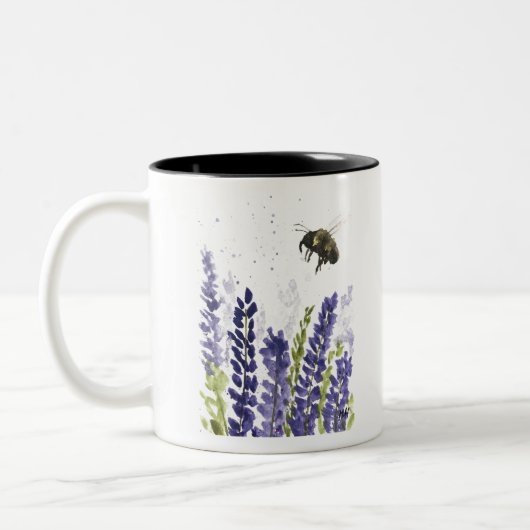 Lavendel- und Hummelfarbe Zweifarbige Tasse (Links)