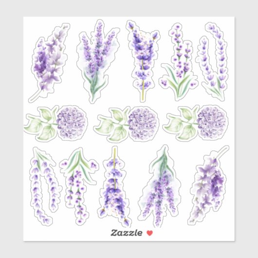 Lavendel- und Hydrangea-Set Aufkleber (Blatt)