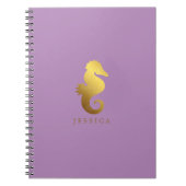 Lavendel und Imitate Gold Foil Seepferd Personalis Notizblock (Vorderseite)