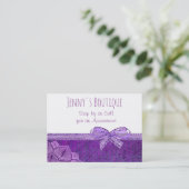 Lavendel und Lila Bow Business Card Terminkarte (Stehend Vorderseite)
