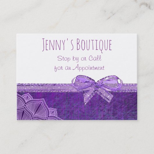 Lavendel und Lila Bow Business Card Terminkarte (Vorderseite)
