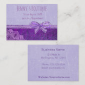 Lavendel und Lila Bow Business Card Terminkarte (Vorne/Hinten)