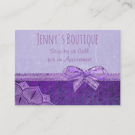 Lavendel und Lila Bow Business Card Terminkarte (Vorderseite)