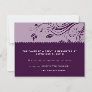 Lavendel und Lila florale Wirbel Hochzeitsfeier RS RSVP Karte