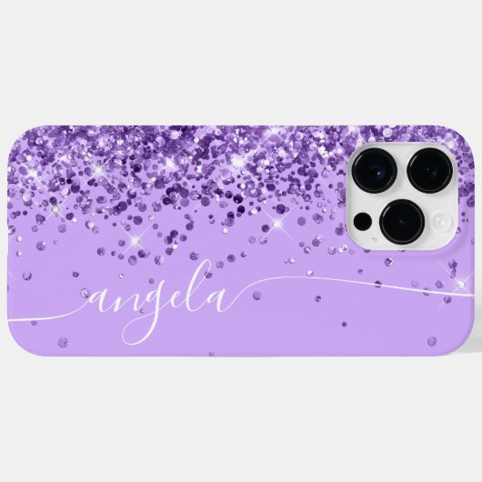 Lavendel und Lila Glitzer Glam Signature Case-Mate iPhone Hülle (Rückseite (Horizontal))