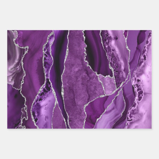 Lavendel- und lila Packpapierblätter Geschenkpapier Set (Vorderseite 2)