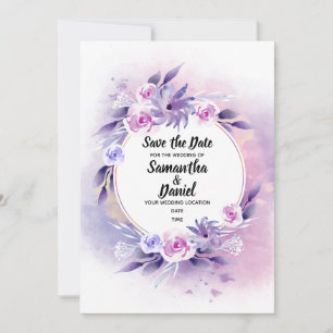 Lavendel und Lila Rose Wasserfarbe Save The Date